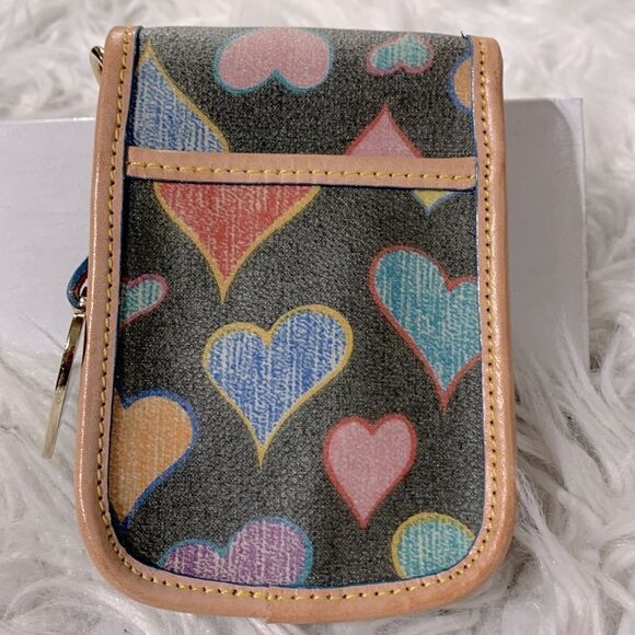 DOONEY & Bourke pouch leather trim snap closure large heart brand charm hearts - Picture 2 of 10